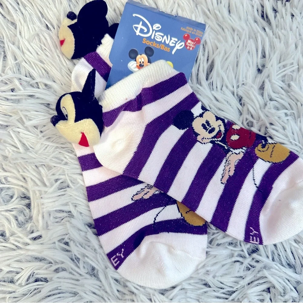 🆓FREE with purchase! Disney Mickey Mouse Striped Ankle Socks NWT